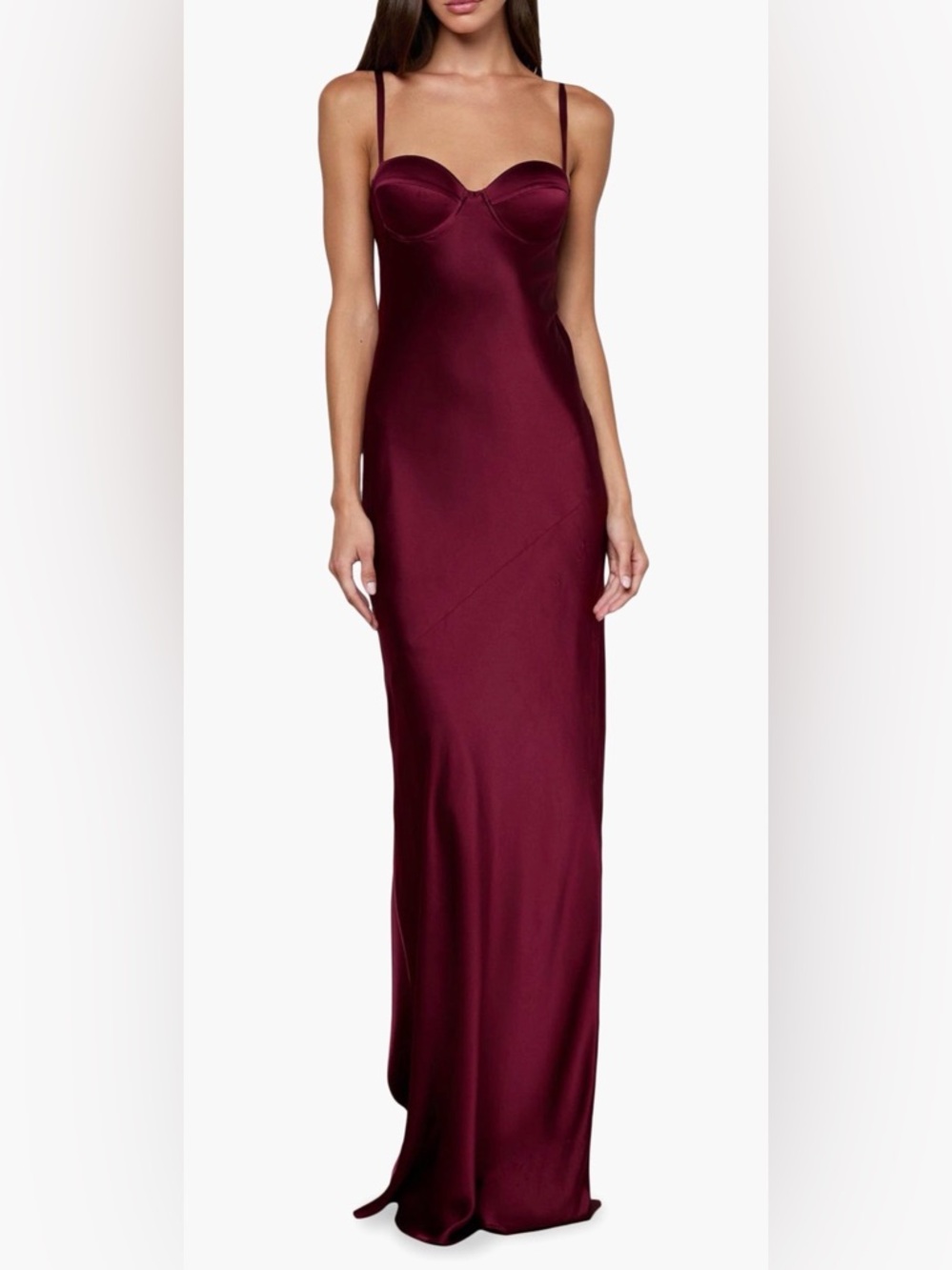 L'AGENCE Sayla Silk Maxi Dress in Dark Port - Picture 7 of 9